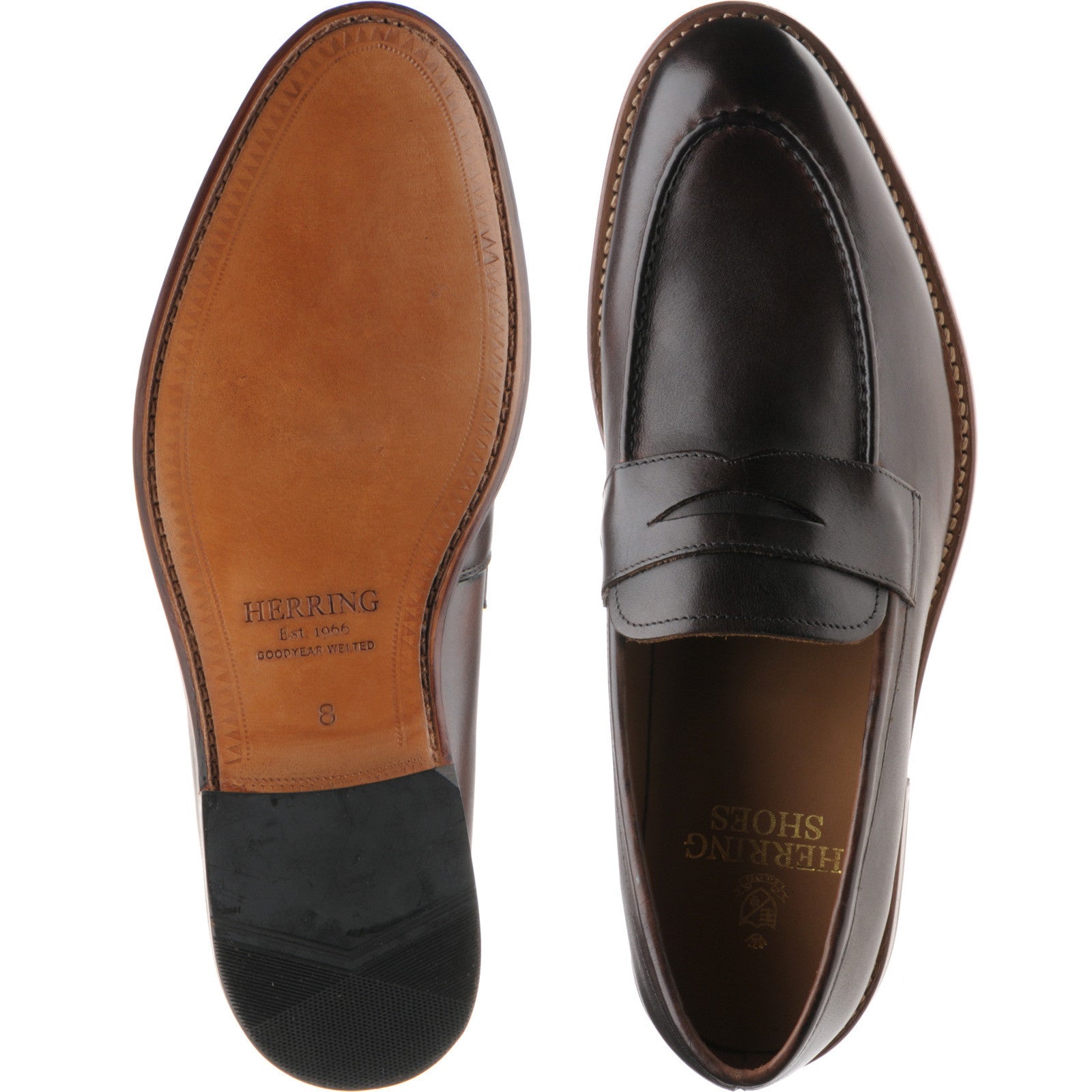 Product image for Herring Seaton mens loafers in dark brown calf