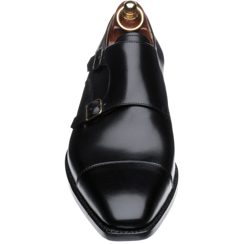Product image for Herring Shakespeare mens double monk shoes in black calf