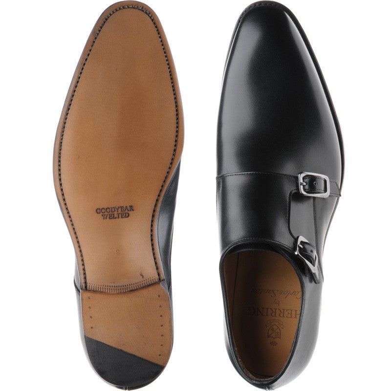 Product image for Herring Shakespeare mens double monk shoes in black calf (second)