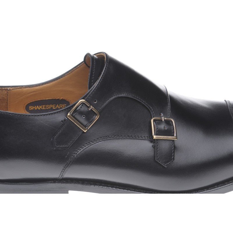 Product image for Herring Shakespeare mens double monk shoes in black calf