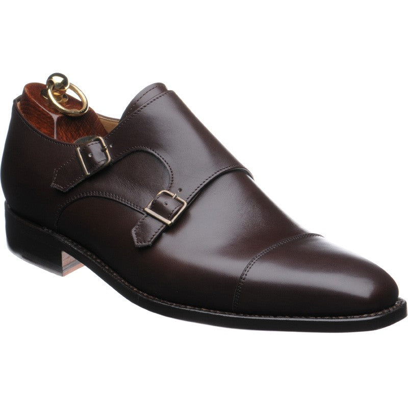 Product image for Herring Shakespeare mens double monk shoes in brown calf