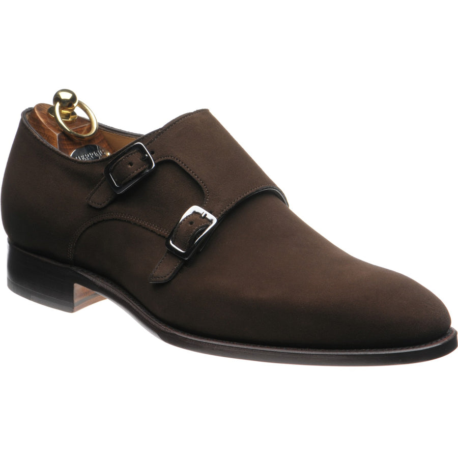 Product image for Herring Shakespeare mens double monk shoes in brown suede