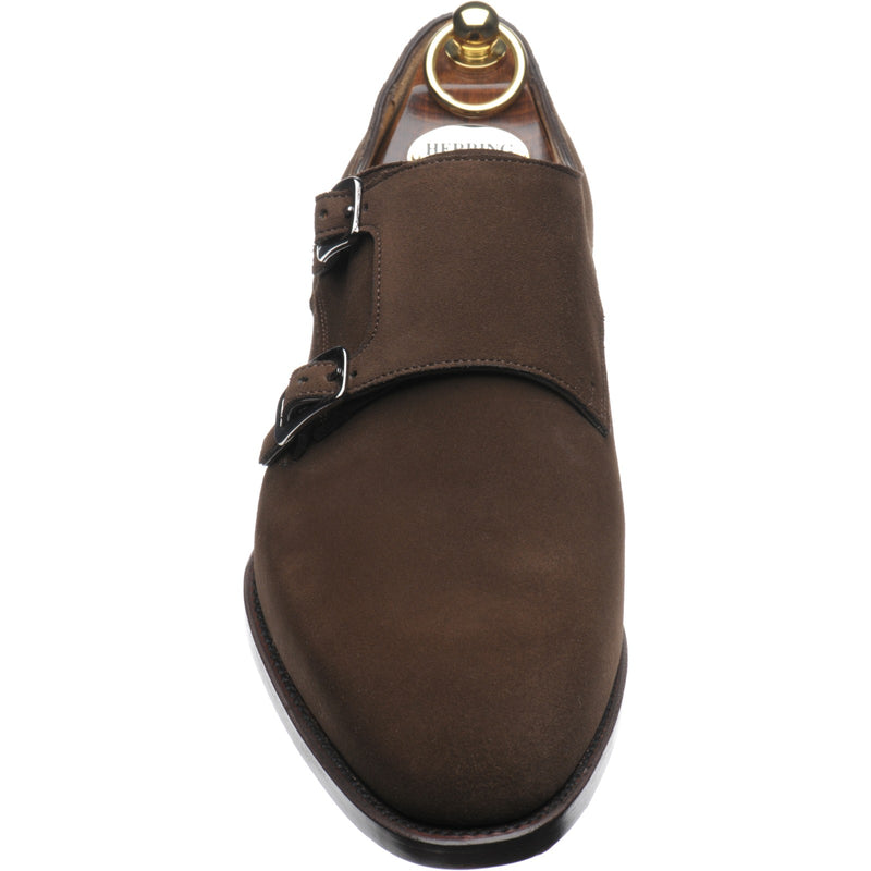 Product image for Herring Shakespeare mens double monk shoes in brown suede