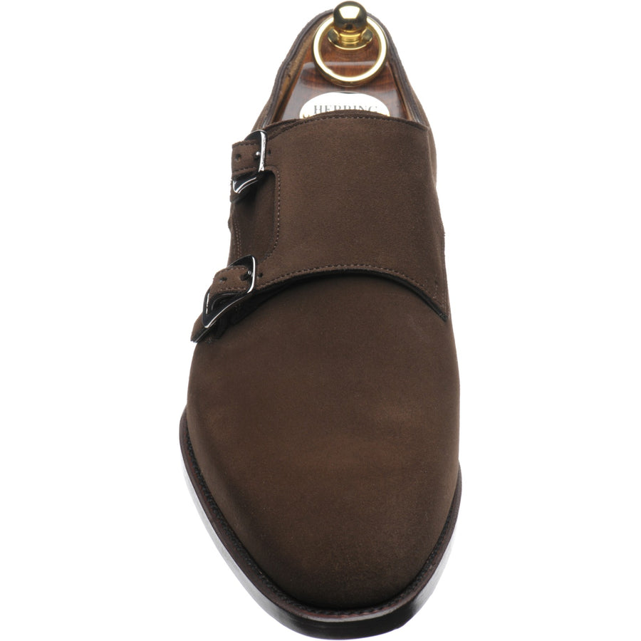 Product image for Herring Shakespeare mens double monk shoes in brown suede