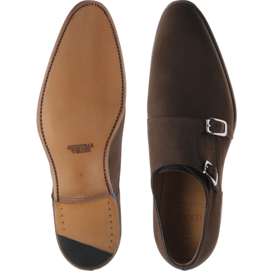Product image for Herring Shakespeare mens double monk shoes in brown suede