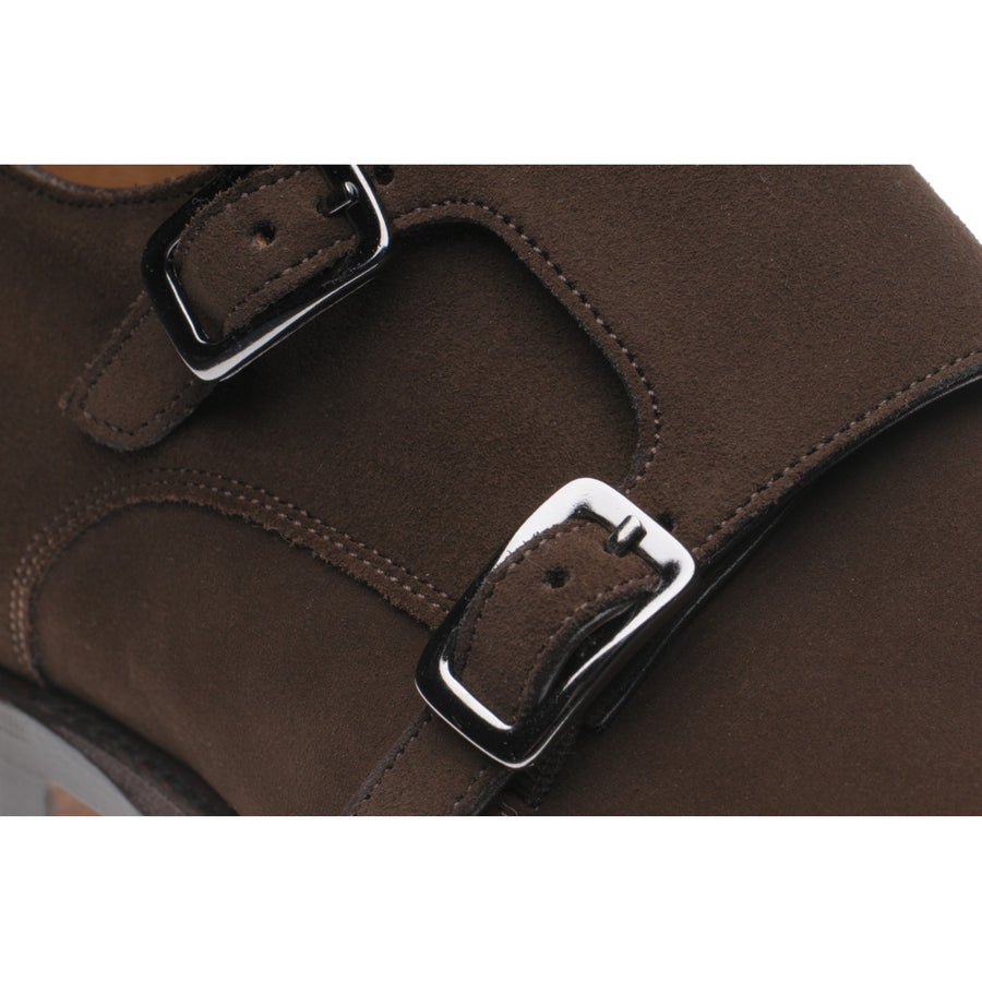 Product image for Herring Shakespeare mens double monk shoes in brown suede