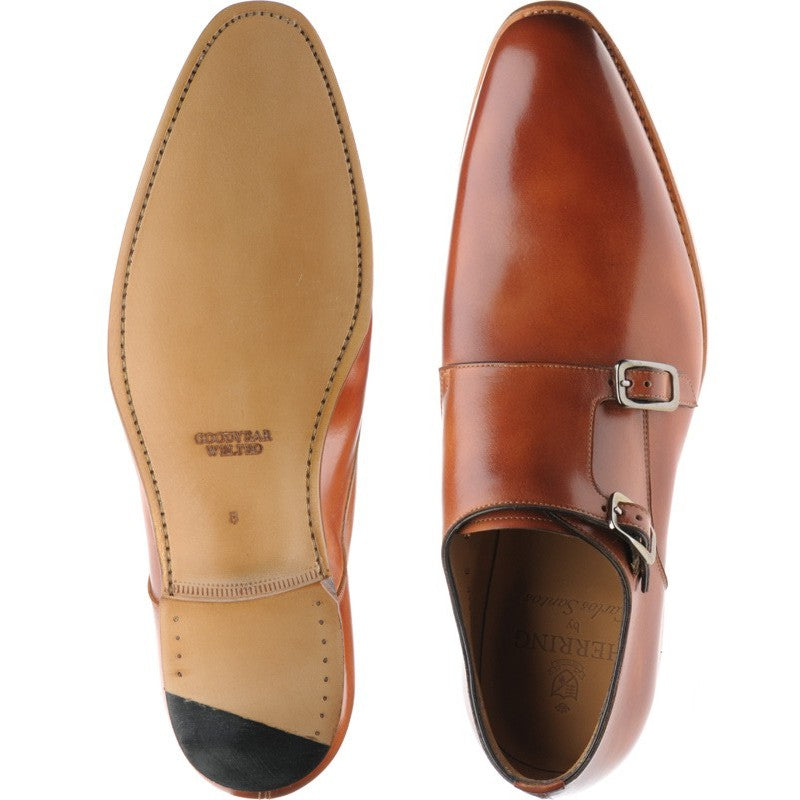 Product image for Herring Shakespeare mens double monk shoes in tan calf (second)