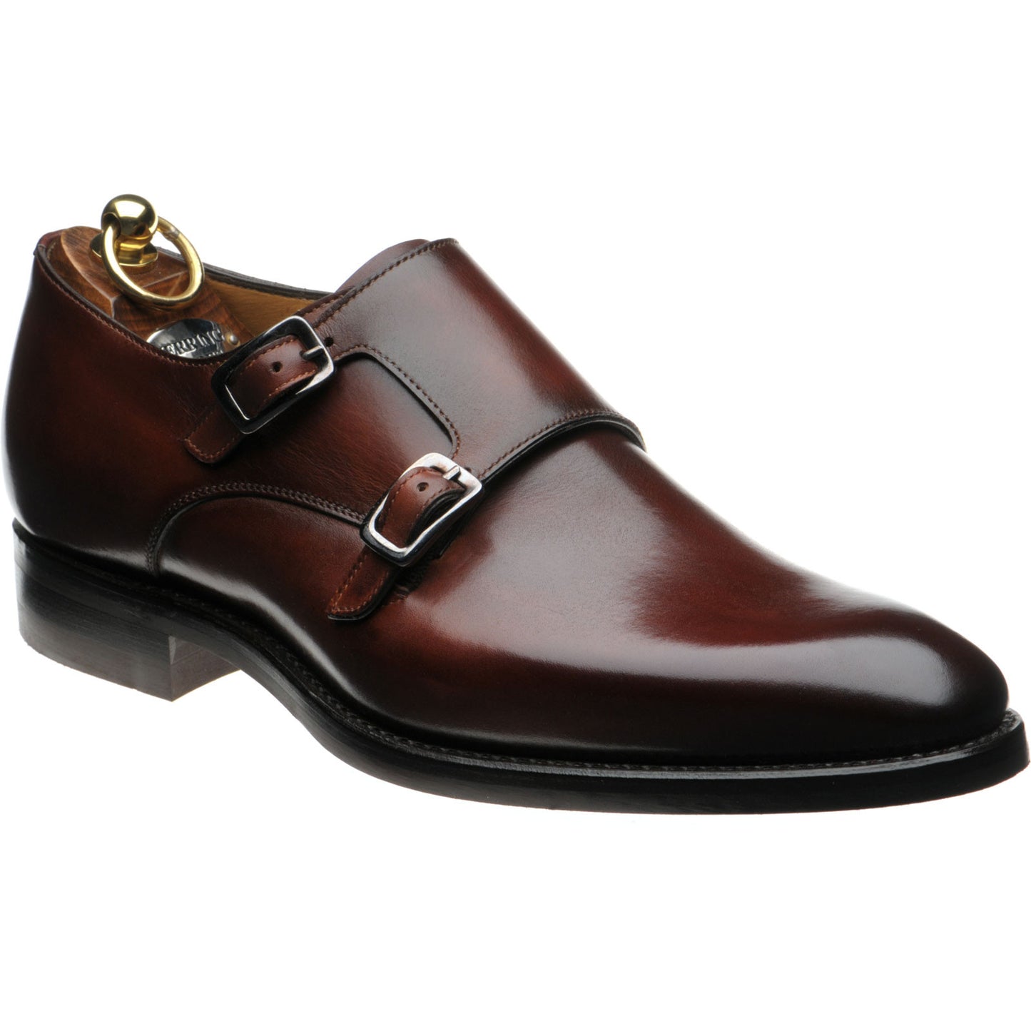 Product image for Herring Shakespeare R mens rubber-soled double monk shoes in rosewood calf