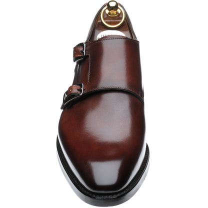 Product image for Herring Shakespeare R mens rubber-soled double monk shoes in rosewood calf