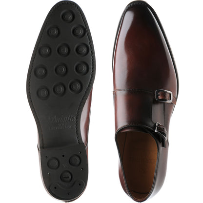 Product image for Herring Shakespeare R mens rubber-soled double monk shoes in rosewood calf