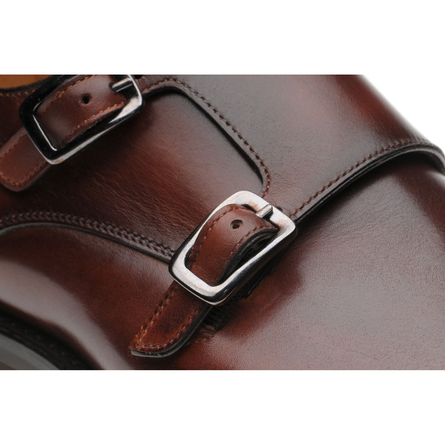 Product image for Herring Shakespeare R mens rubber-soled double monk shoes in rosewood calf