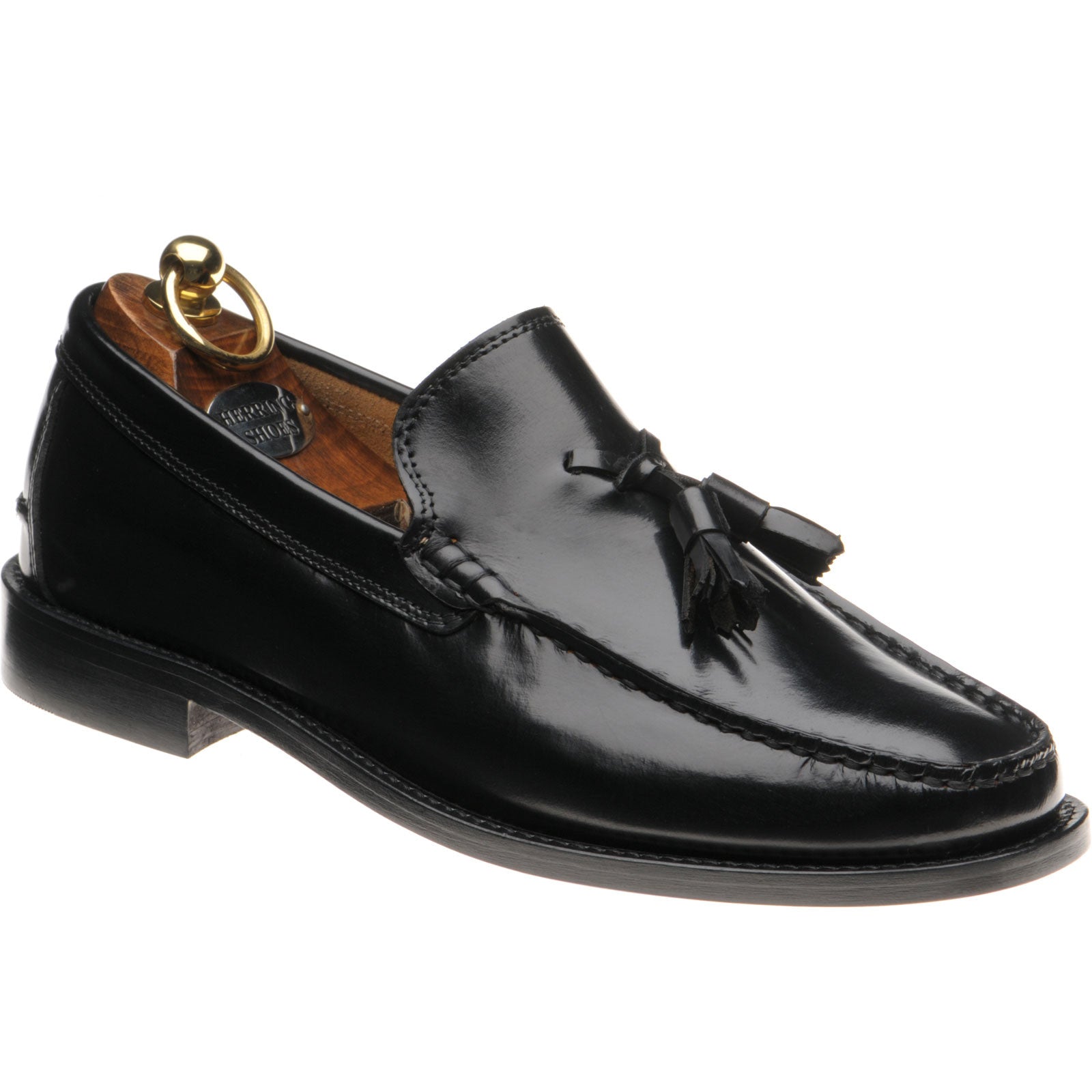 Product image for Herring Sienna II mens hybrid-soled tasselled loafers in black polished