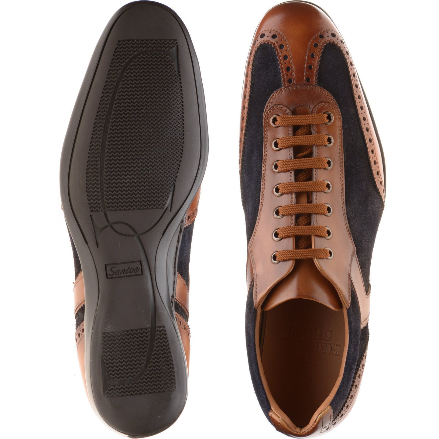 Product image for Herring Silverstone mens rubber-soled in tan calf and navy suede