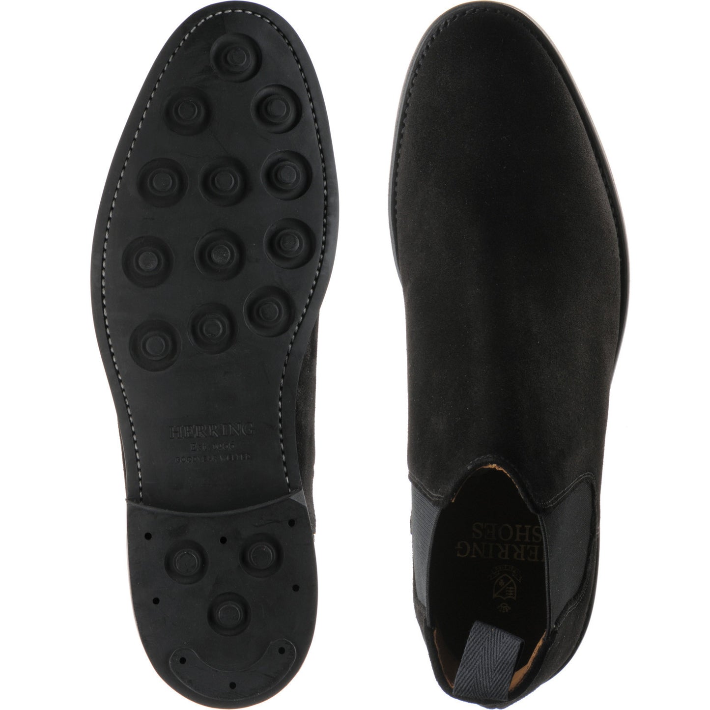 Product image for Herring Sittaford Rubber mens rubber-soled Chelsea boots in black suede