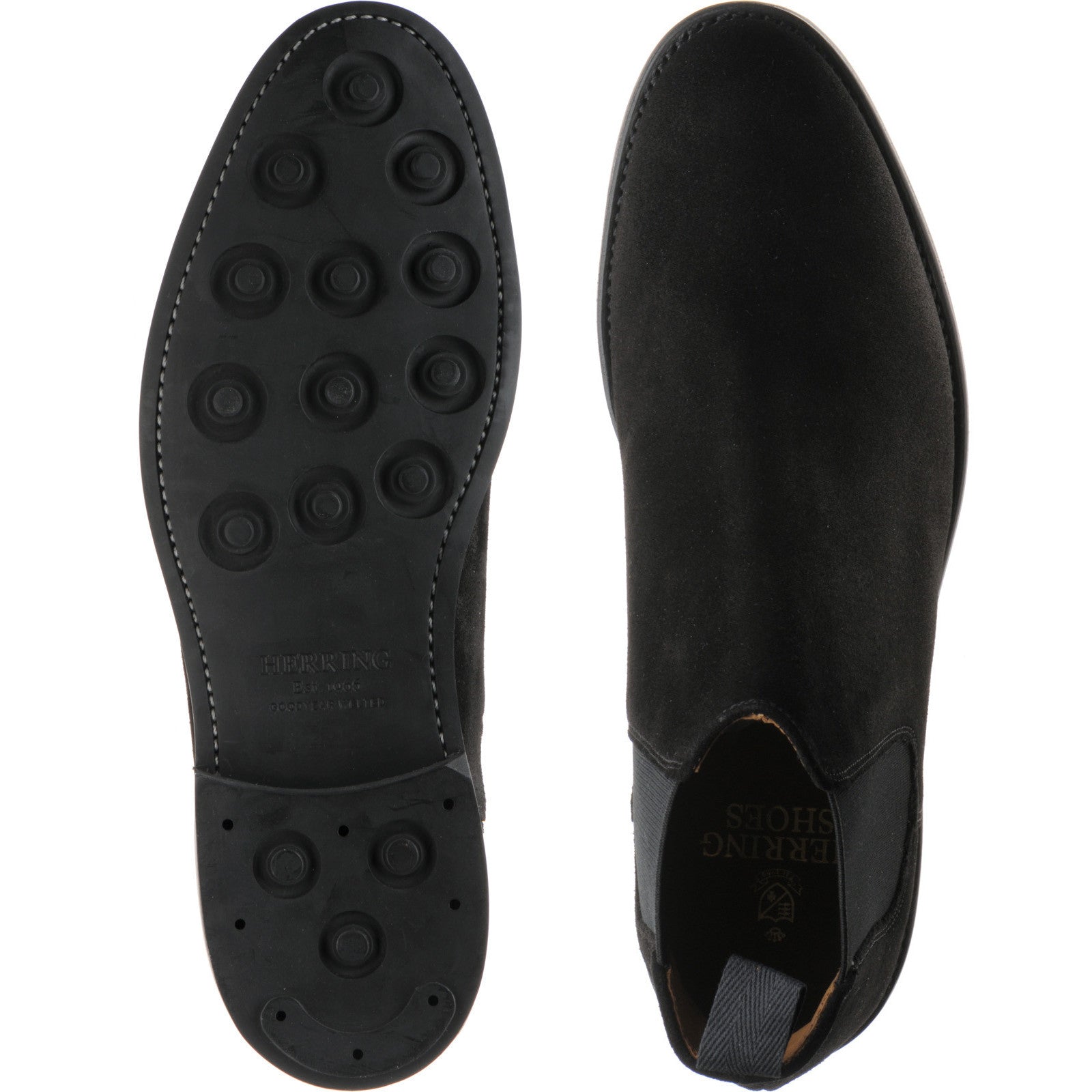 Product image for Herring Sittaford Rubber mens rubber-soled Chelsea boots in black suede