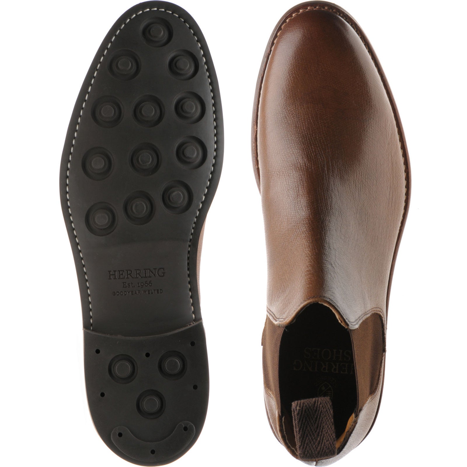 Product image for Herring Sittaford Rubber mens rubber-soled Chelsea boots in brown grain