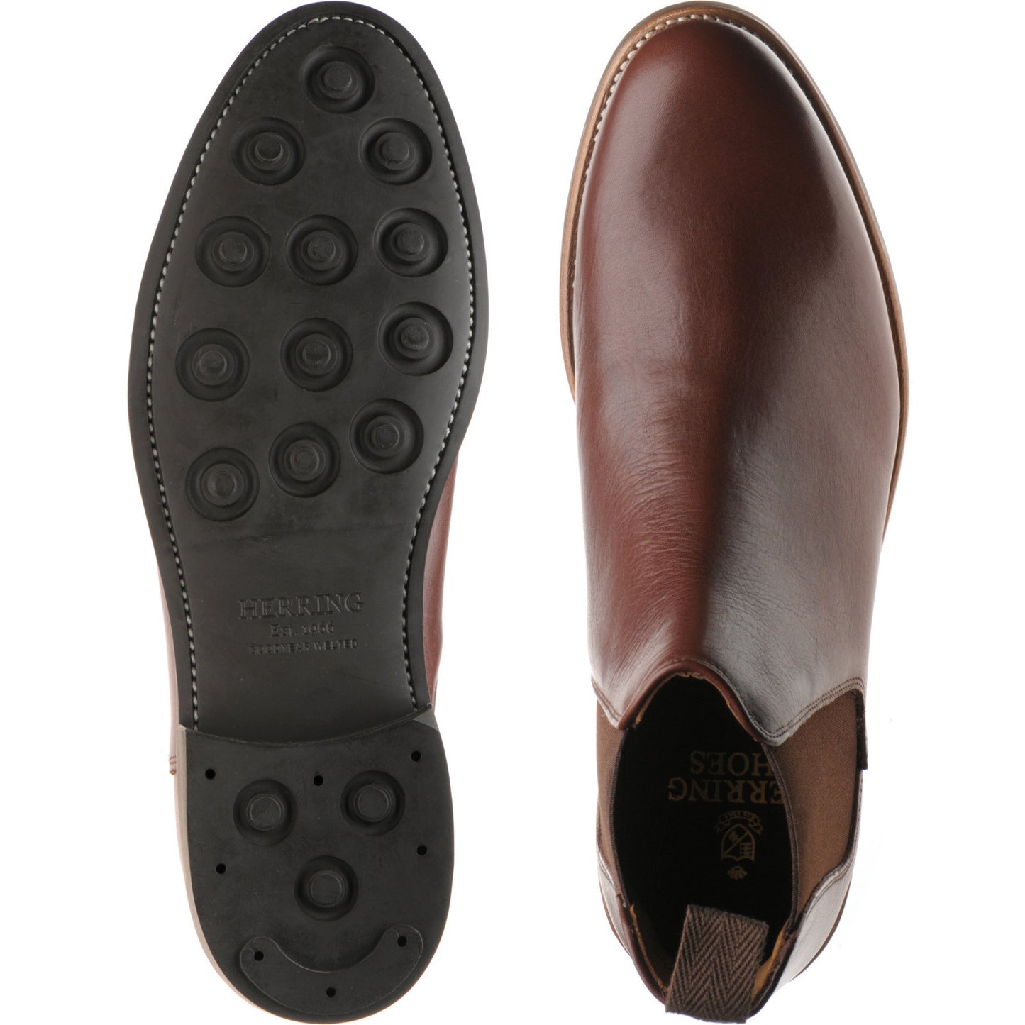 Product image for Herring Sittaford Rubber mens rubber-soled Chelsea boots in brown waxy calf