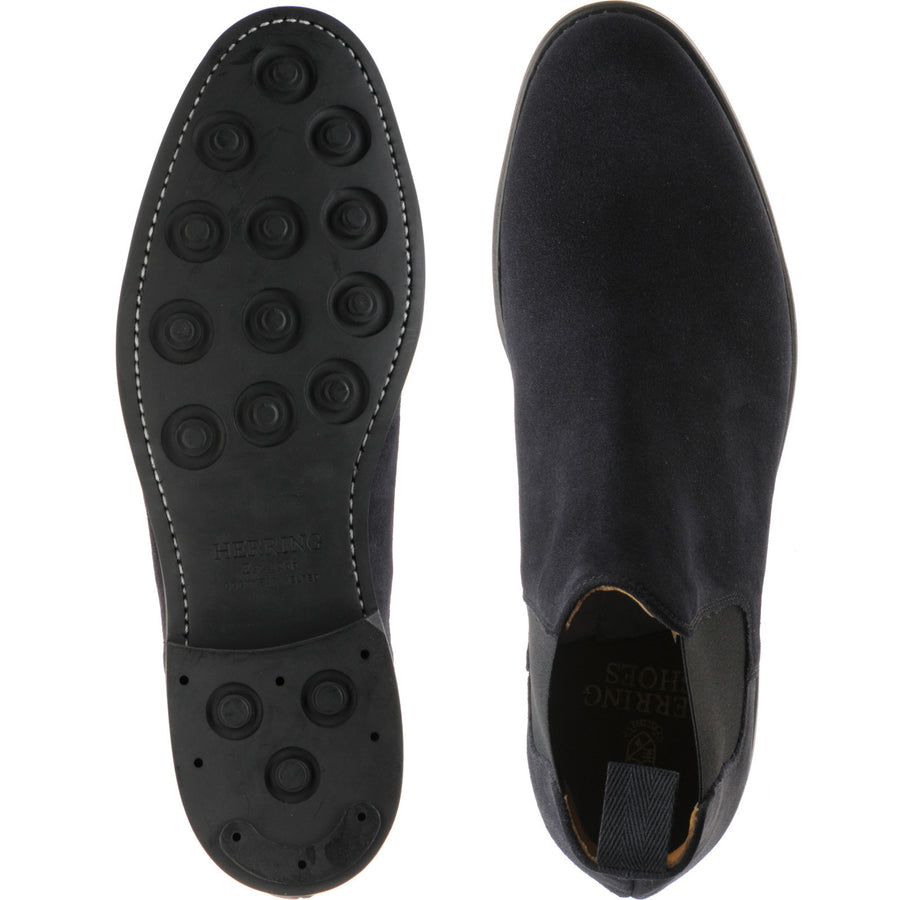 Product image for Herring Sittaford Rubber mens rubber-soled Chelsea boots in dark navy suede black welt