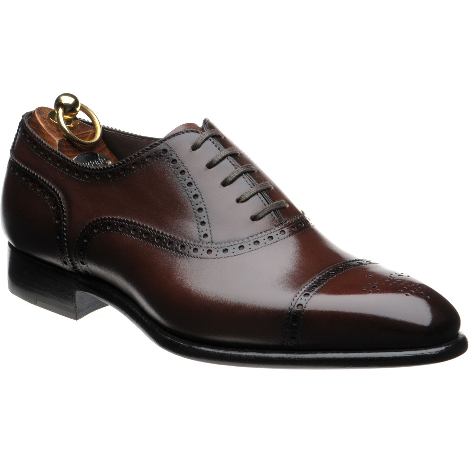 Product image for Herring Sloane mens semi-brogues in dark brown calf