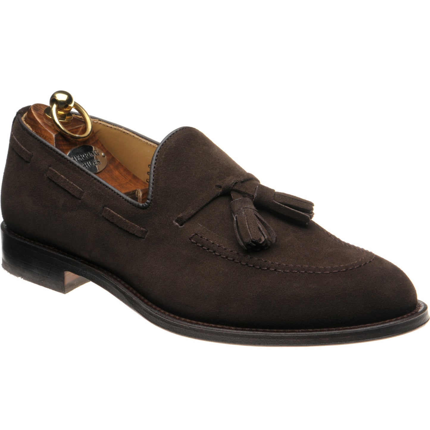 Product image for Herring St Davids mens tasselled loafers in dark brown suede (second)
