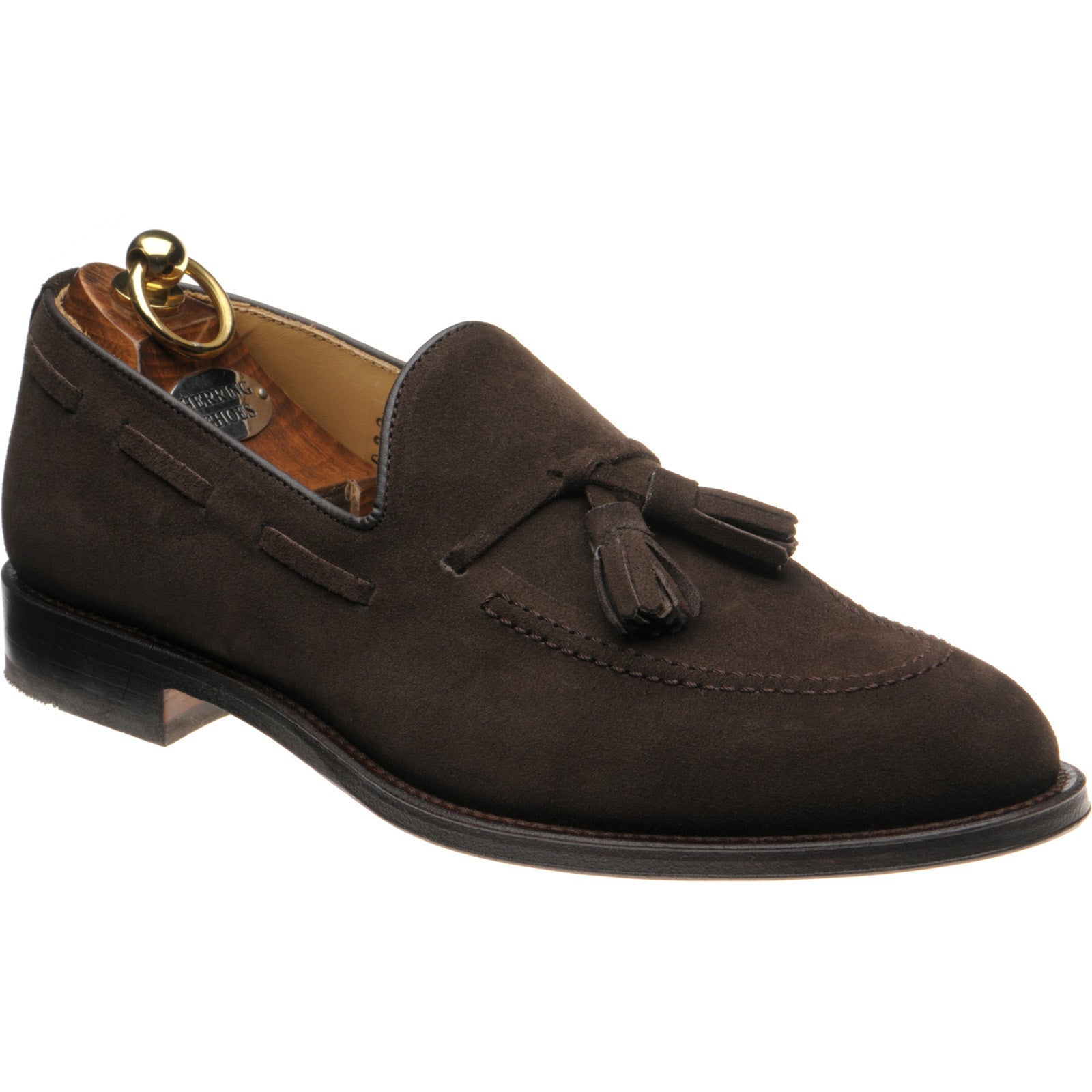 Product image for Herring St Davids mens tasselled loafers in dark brown suede (second)