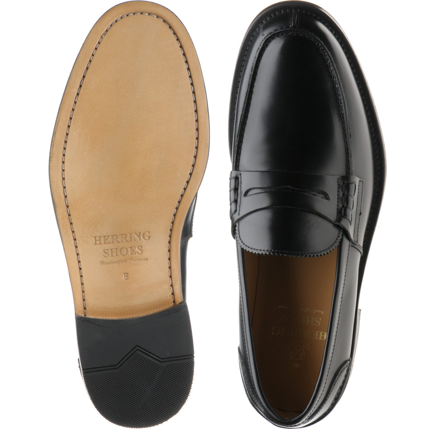 Product image for Herring St George mens loafers in black polished (second)
