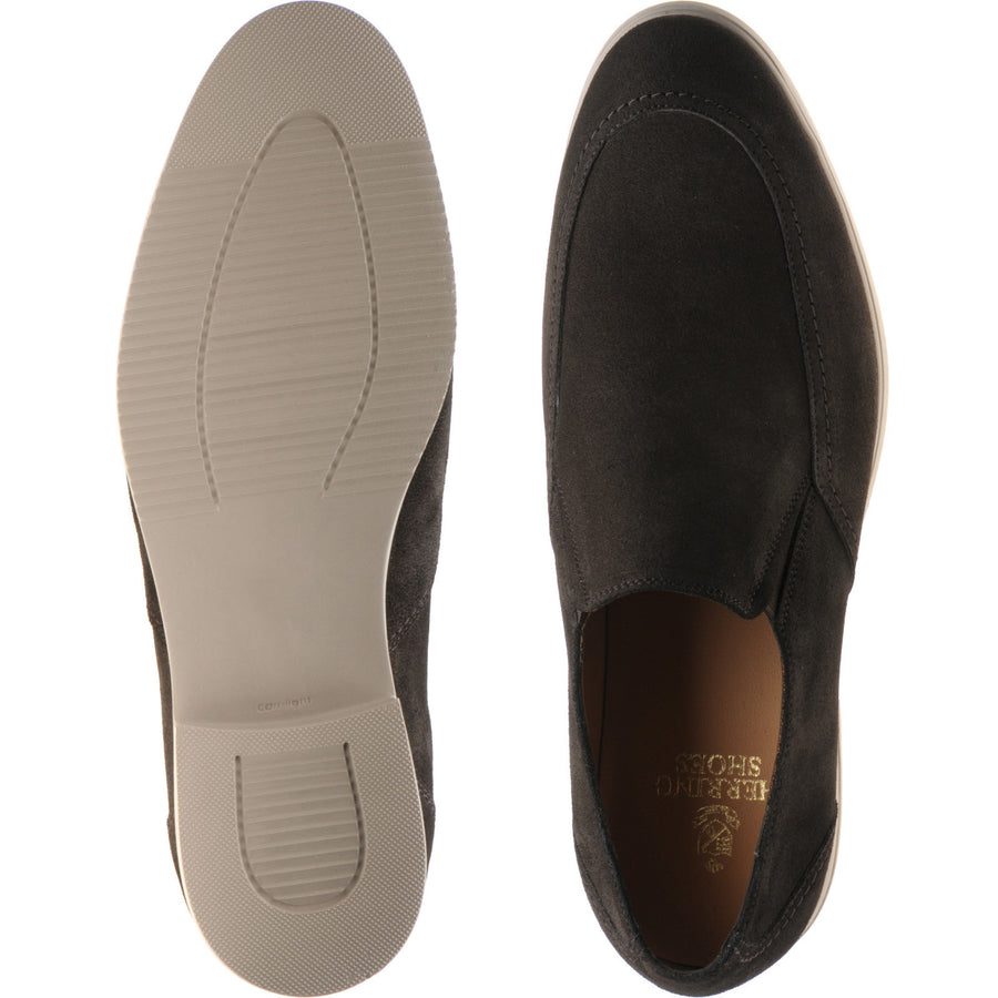 Product image for Herring St Jean mens rubber-soled loafers in dark brown suede