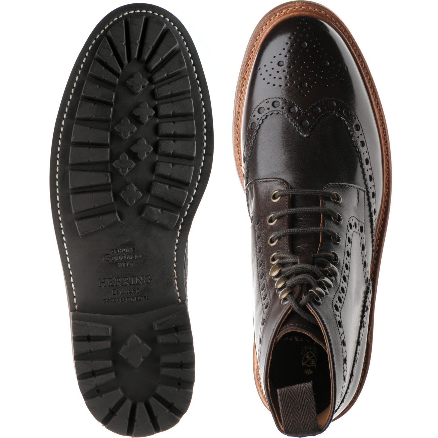 Product image for Herring Steeperton II mens rubber-soled boots in dark brown calf