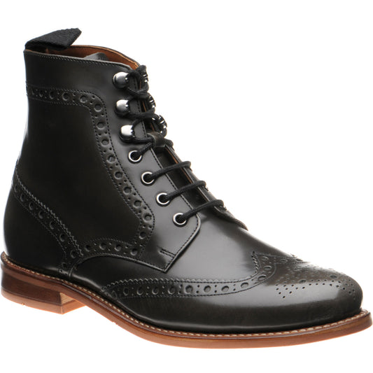 Product image for Herring Steeperton mens rubber-soled brogue boots in grey rub off hi-shine