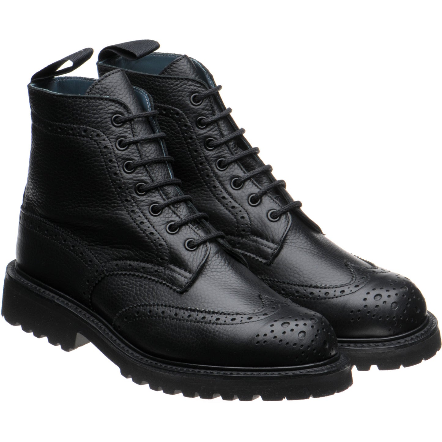 Product image for Herring Stephy ladies rubber-soled brogue boots in black muflone calf