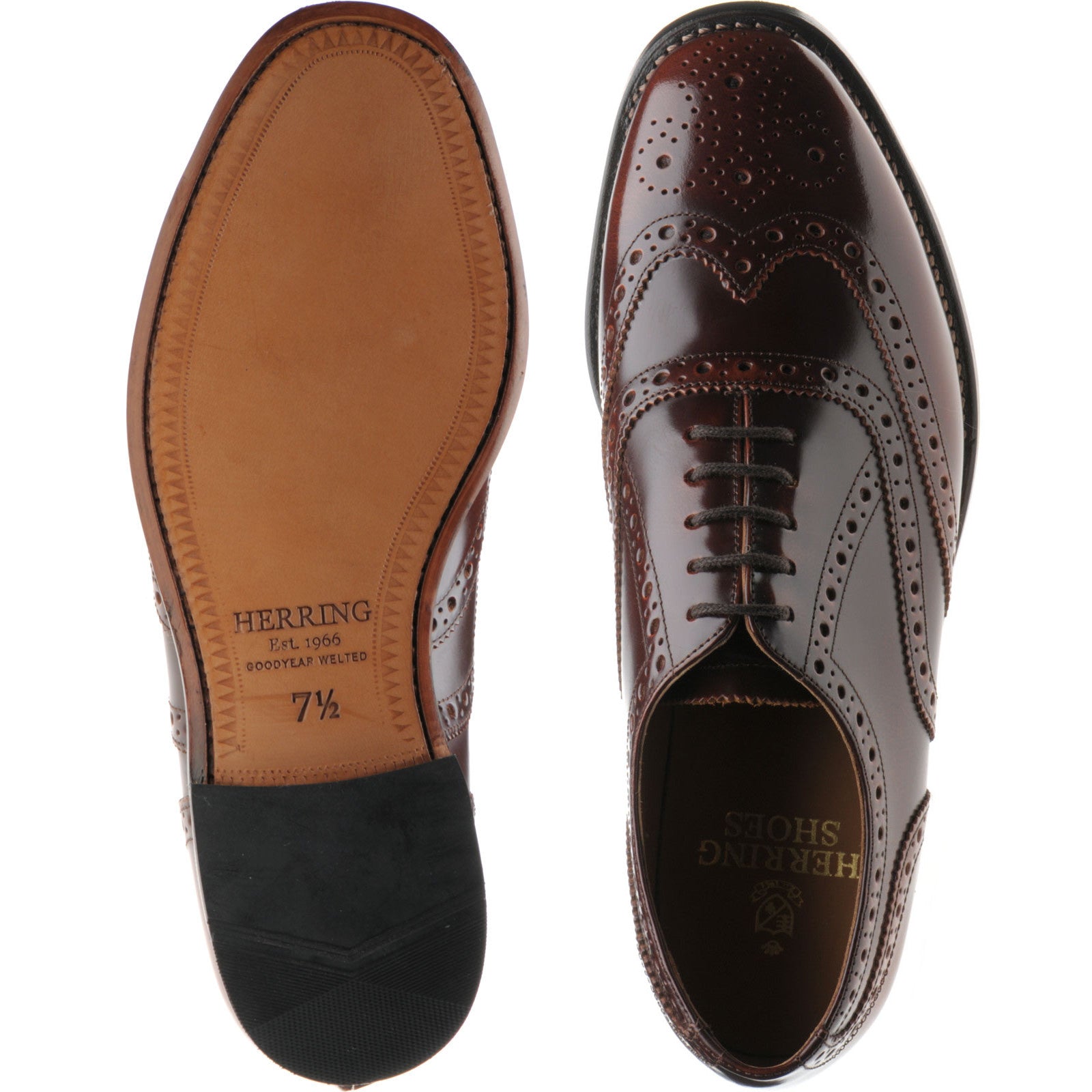 Herring Surrey II mens brogues in ivywood polished – Herring Shoes