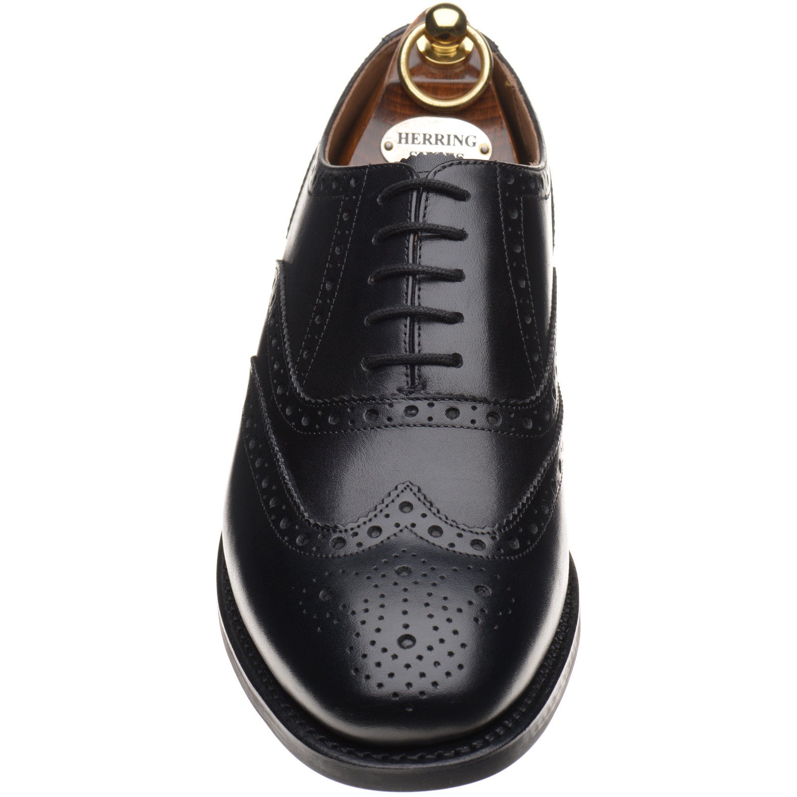 Product image for Herring Surrey II Rubber mens rubber-soled brogues in black calf