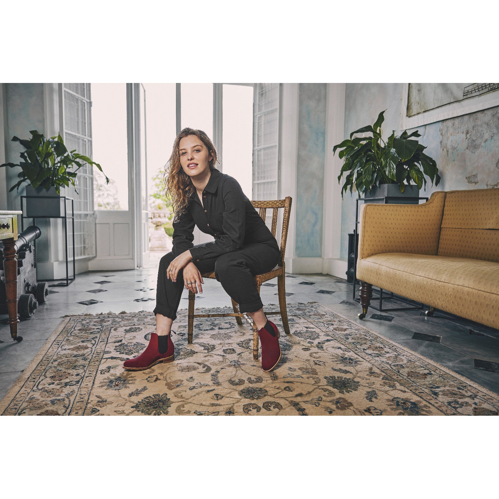 Product image for Herring Tamara ladies rubber-soled Chelsea boots in plum suede