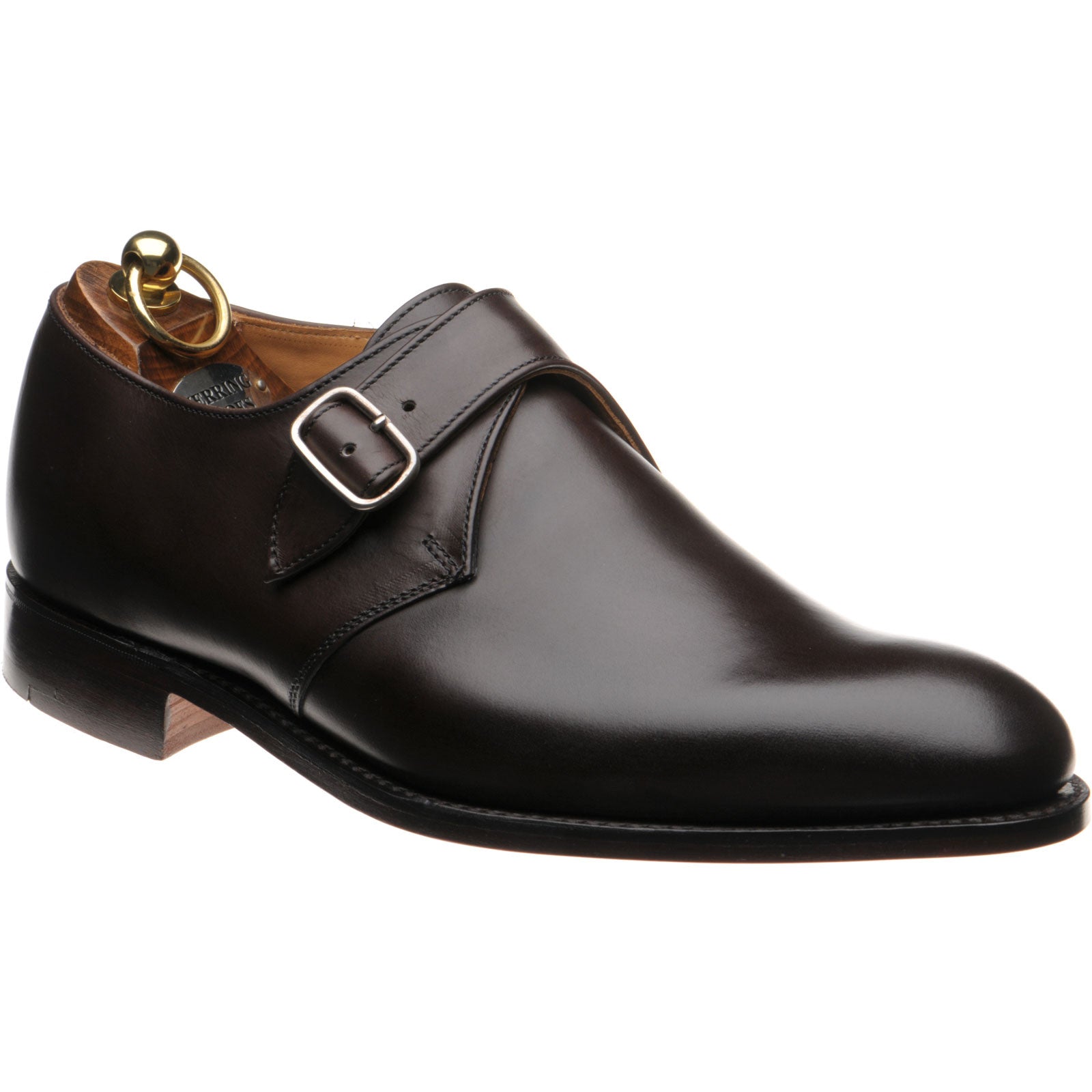 Product image for Herring Tay mens monk shoes in dark brown calf