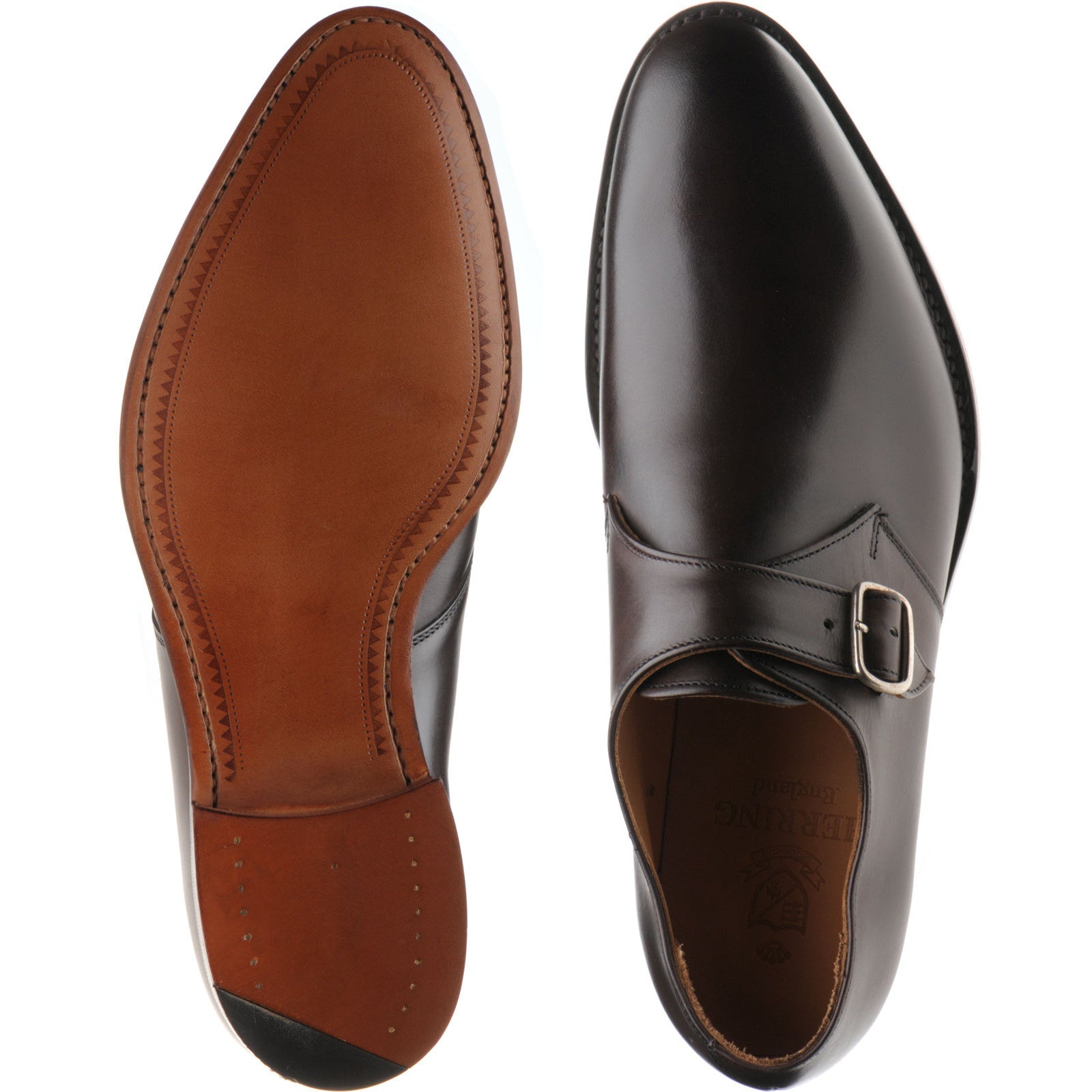 Product image for Herring Tay mens monk shoes in dark brown calf