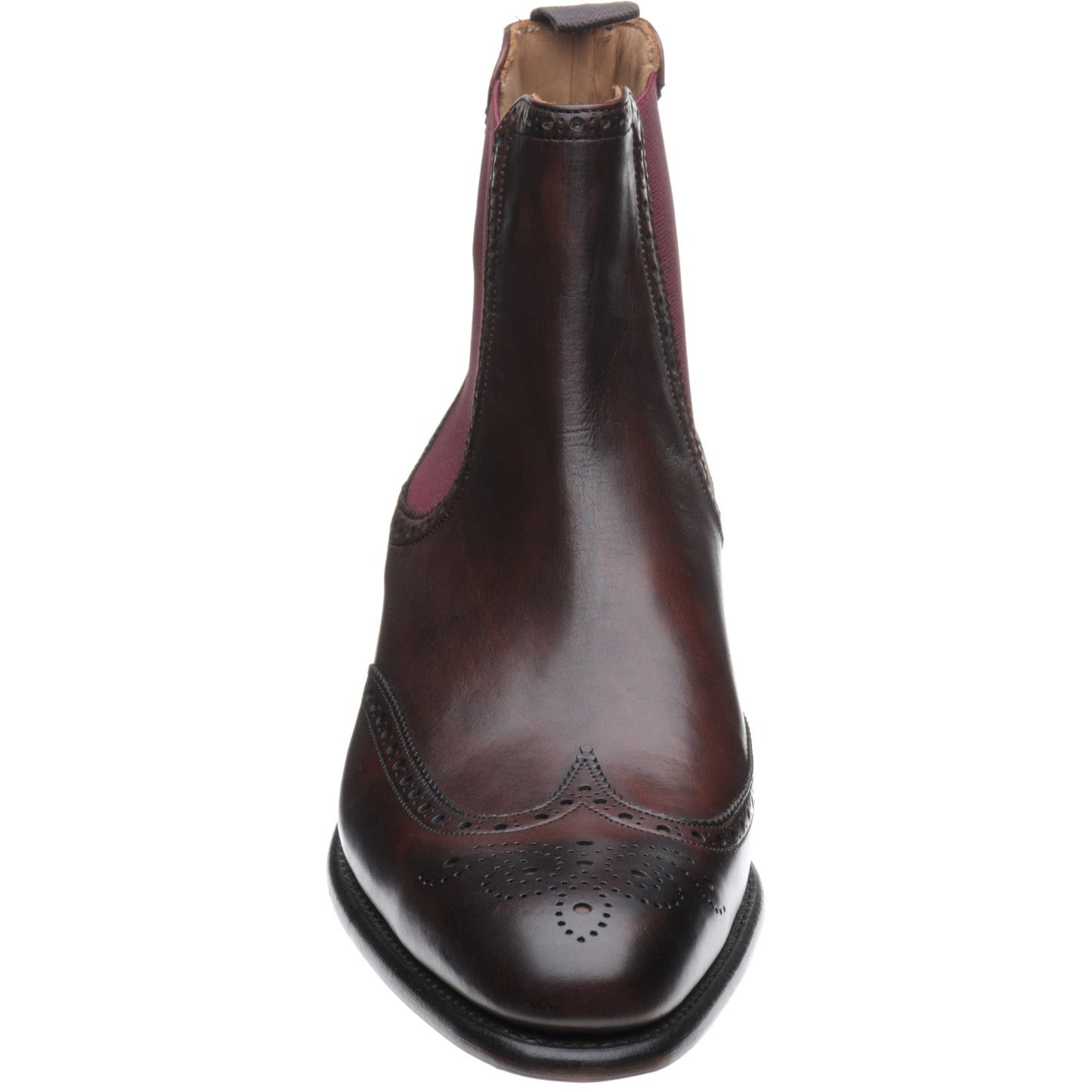 Product image for Herring Thatcher mens brogue Chelsea boots in burgundy calf