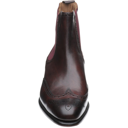 Product image for Herring Thatcher mens brogue Chelsea boots in burgundy calf