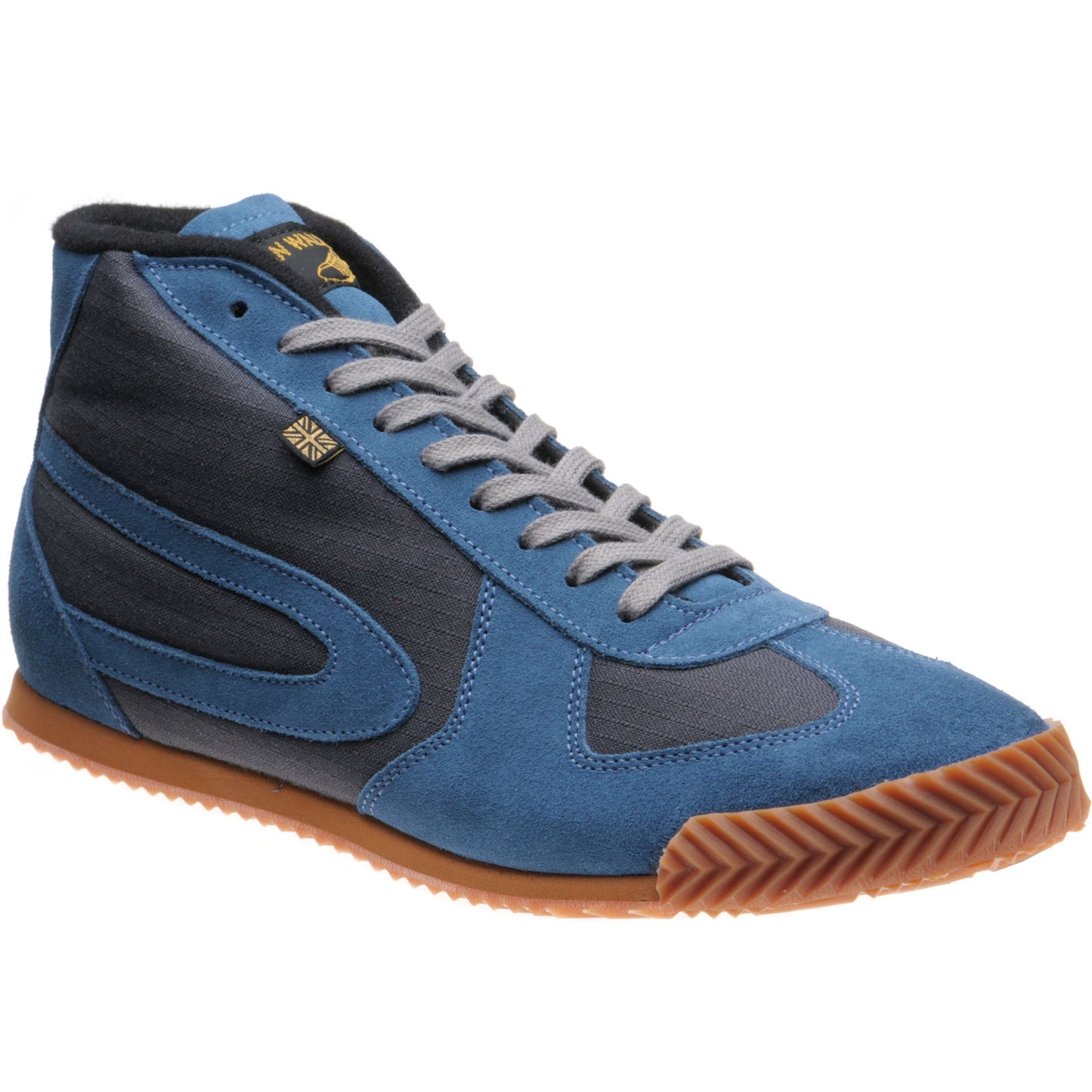 Product image for Herring Tokyo Hi-Top Trainer mens rubber-soled boots in grey titan and teal suede