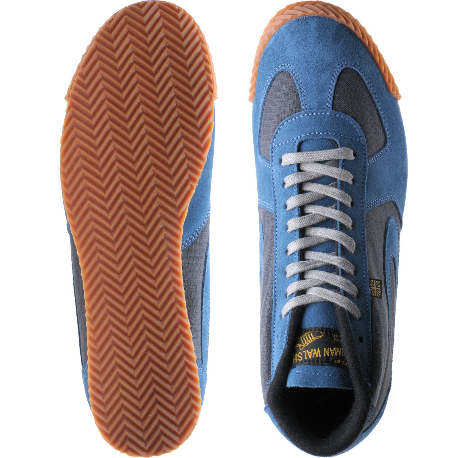 Product image for Herring Tokyo Hi-Top Trainer mens rubber-soled boots in grey titan and teal suede