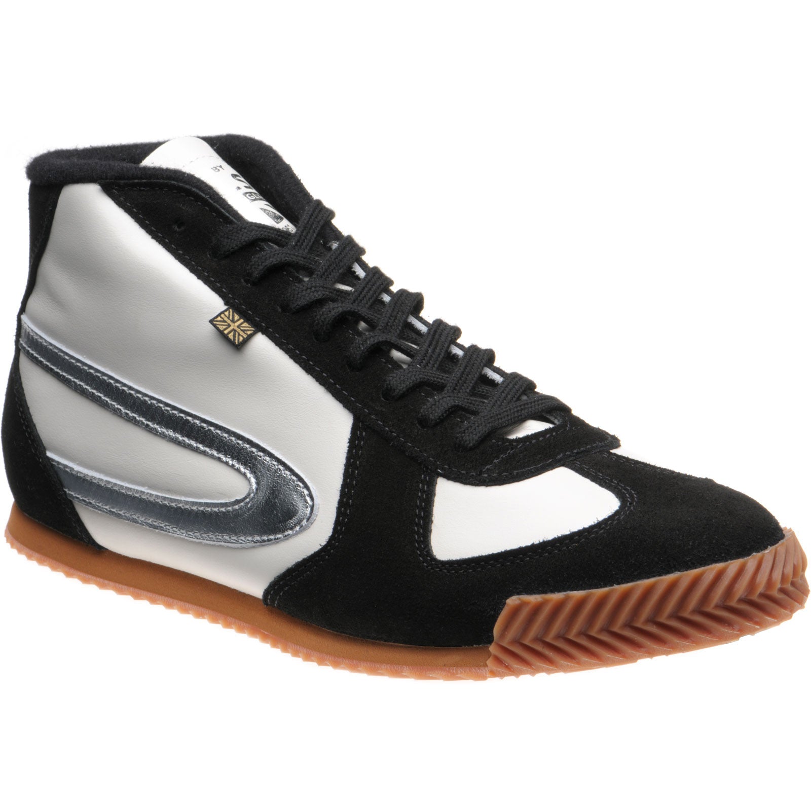 Product image for Herring Tokyo Hi-Top Trainer mens rubber-soled boots in white calf and black suede