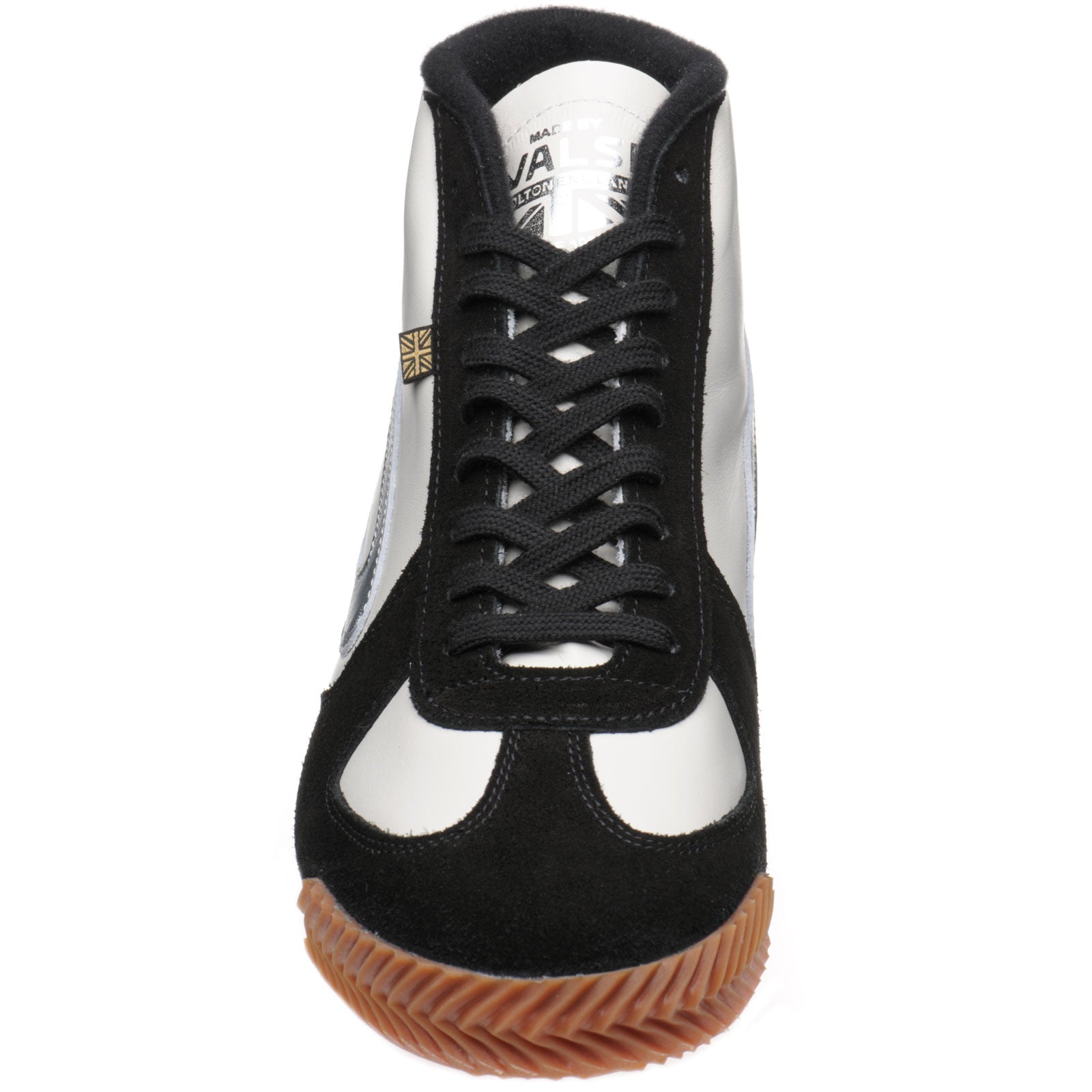 Product image for Herring Tokyo Hi-Top Trainer mens rubber-soled boots in white calf and black suede