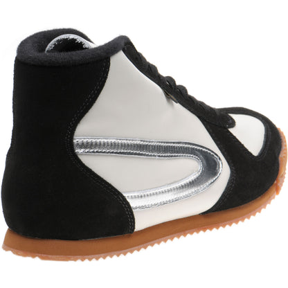 Product image for Herring Tokyo Hi-Top Trainer mens rubber-soled boots in white calf and black suede