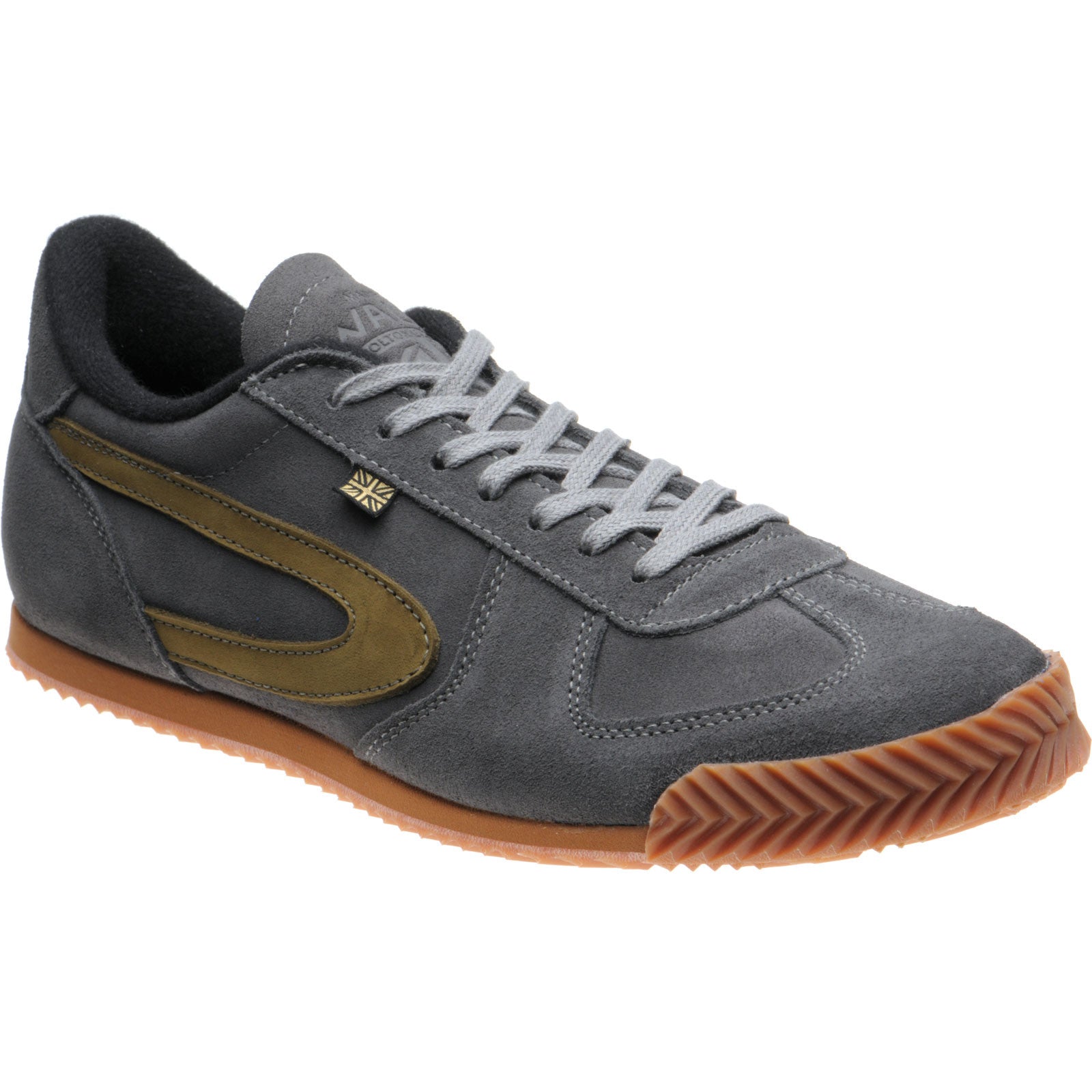 Product image for Herring Tokyo Trainer mens rubber-soled trainers in dark grey suede and lime nubuck