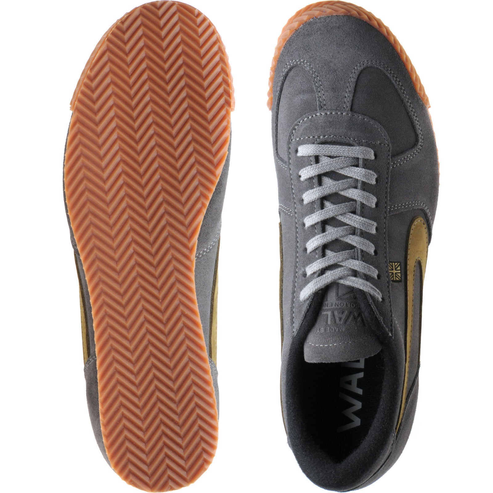 Product image for Herring Tokyo Trainer mens rubber-soled trainers in dark grey suede and lime nubuck