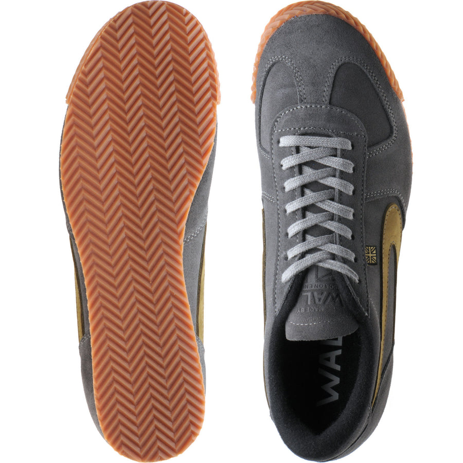 Product image for Herring Tokyo Trainer mens rubber-soled trainers in dark grey suede and lime nubuck