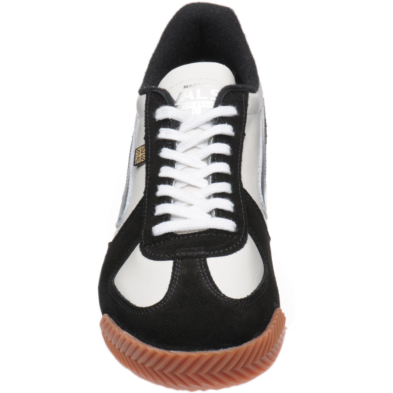 Product image for Herring Tokyo Trainer mens rubber-soled trainers in white calf and black suede