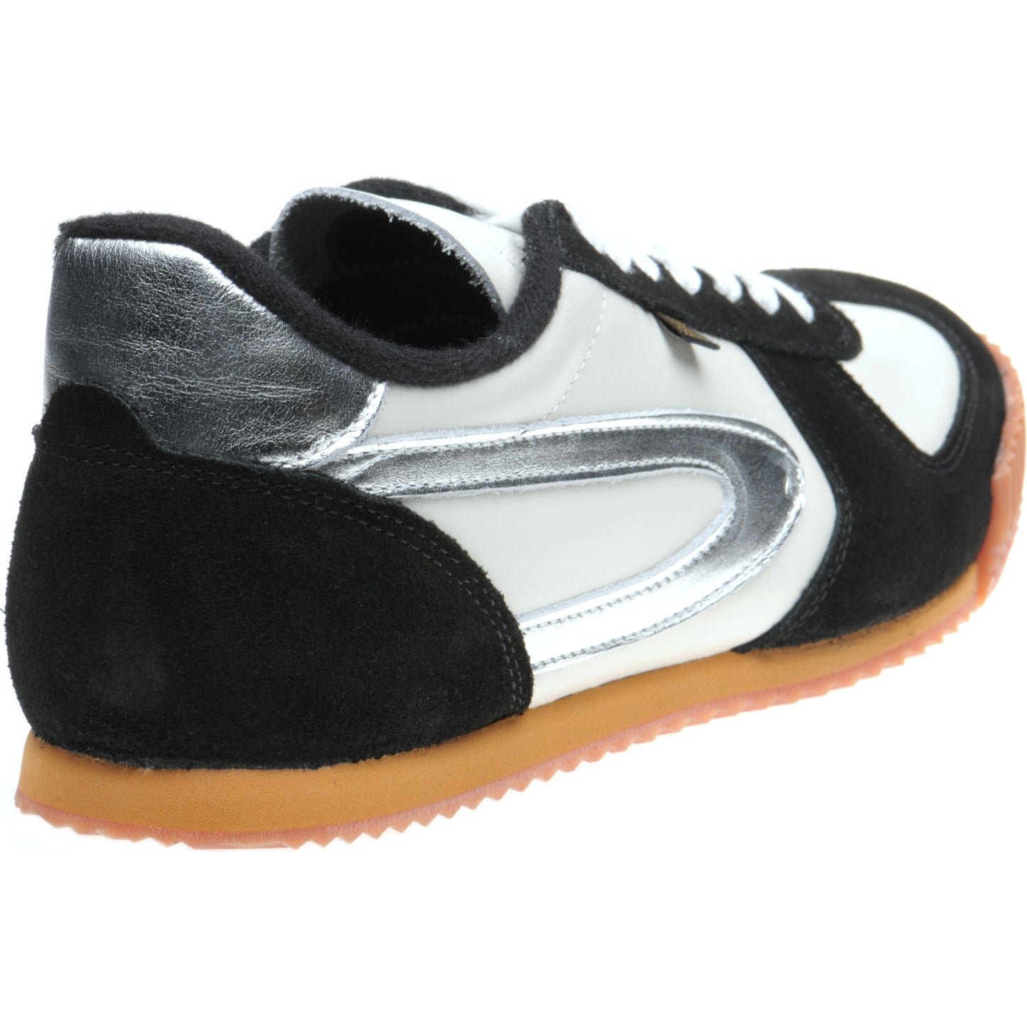 Product image for Herring Tokyo Trainer mens rubber-soled trainers in white calf and black suede