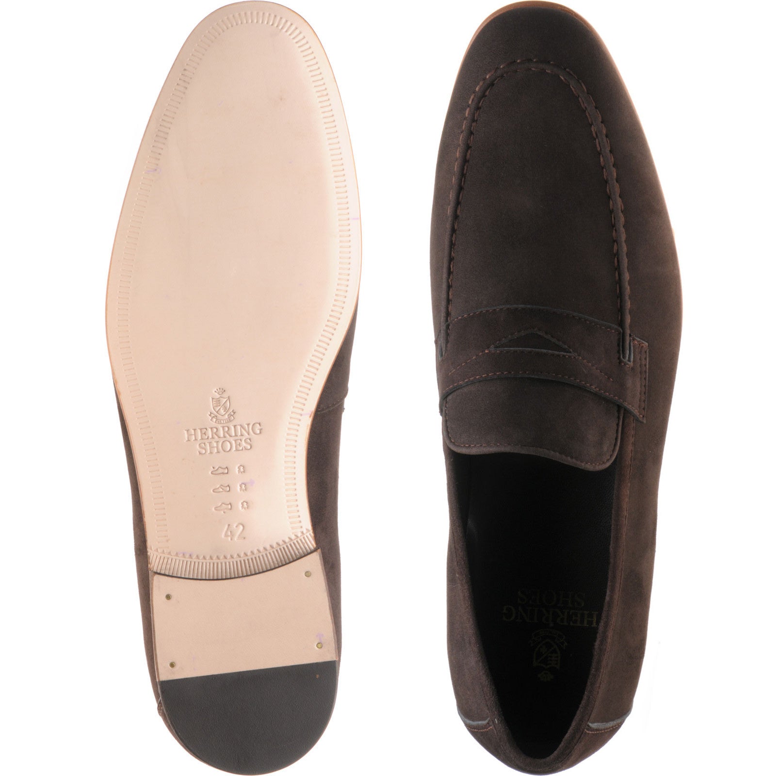 Product image for Herring Trovatore mens loafers in brown suede