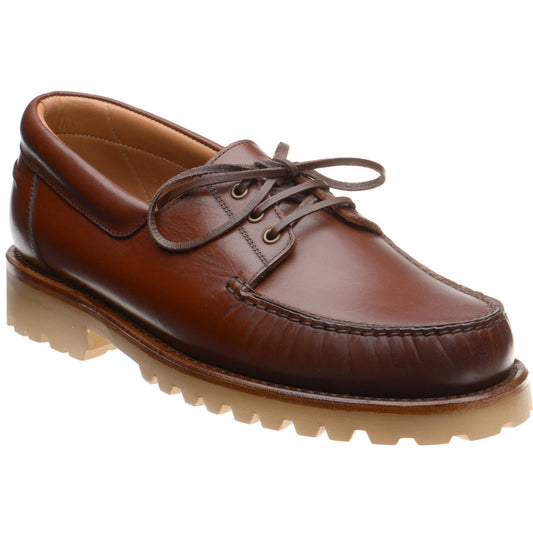 Product image for Herring Vilamoura mens rubber-soled deck shoes in brown pull up