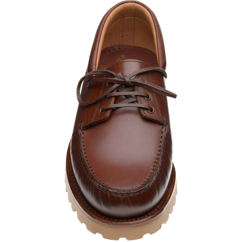 Product image for Herring Vilamoura mens rubber-soled deck shoes in brown pull up (second)